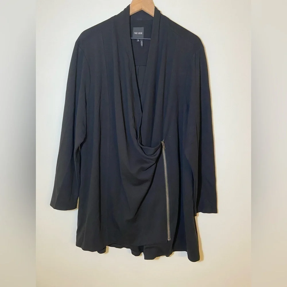 Nic + Zoe Half Zip Cardigan Sweater Womens 2X Black Long Sleeve Viscose
